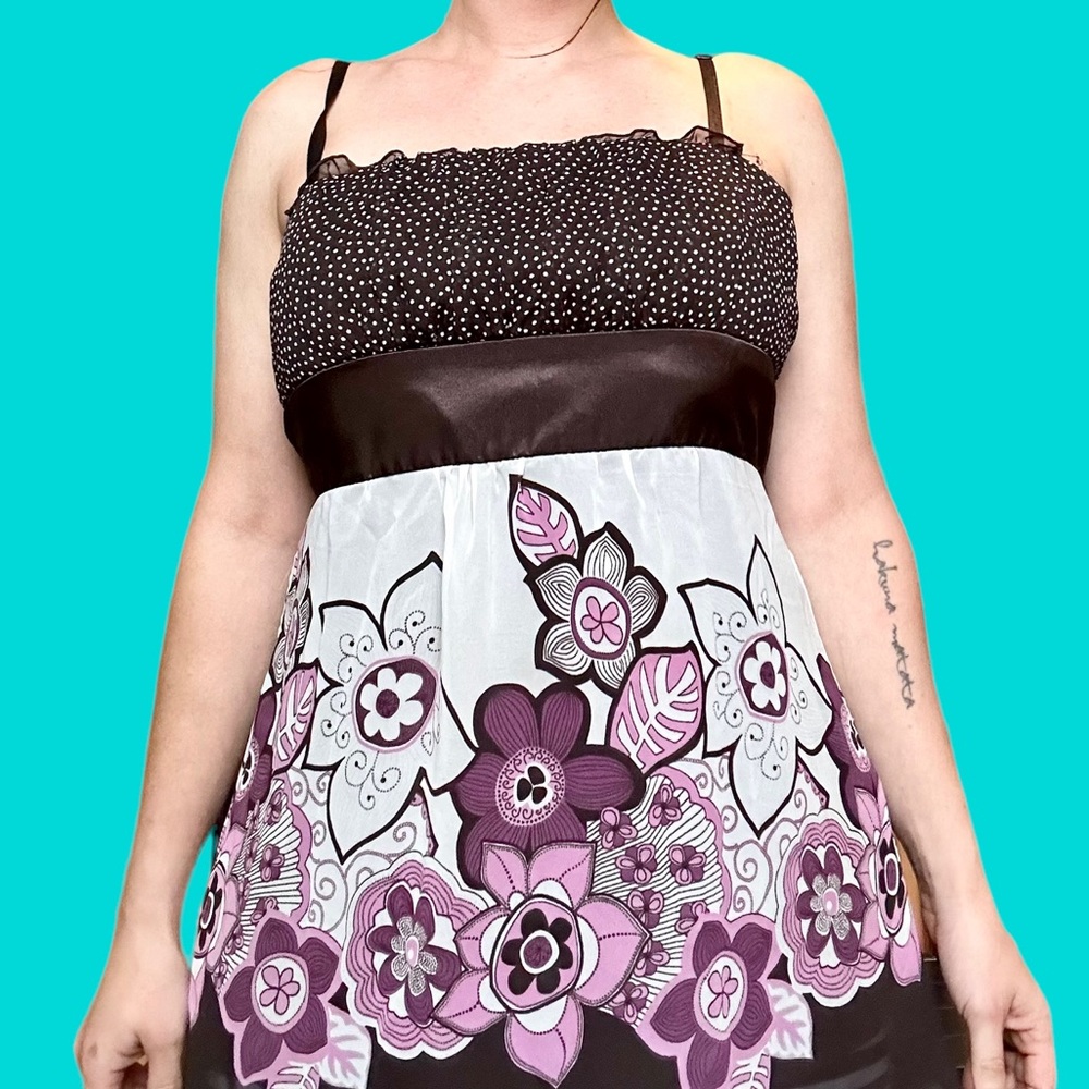 Vintage Y2K Babydoll tank, satin empire waist